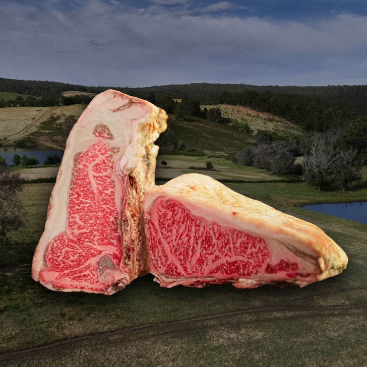 45 Days Dry Aged Robbins Island Tasmanian Wagyu Bone In Striploin MB7-8